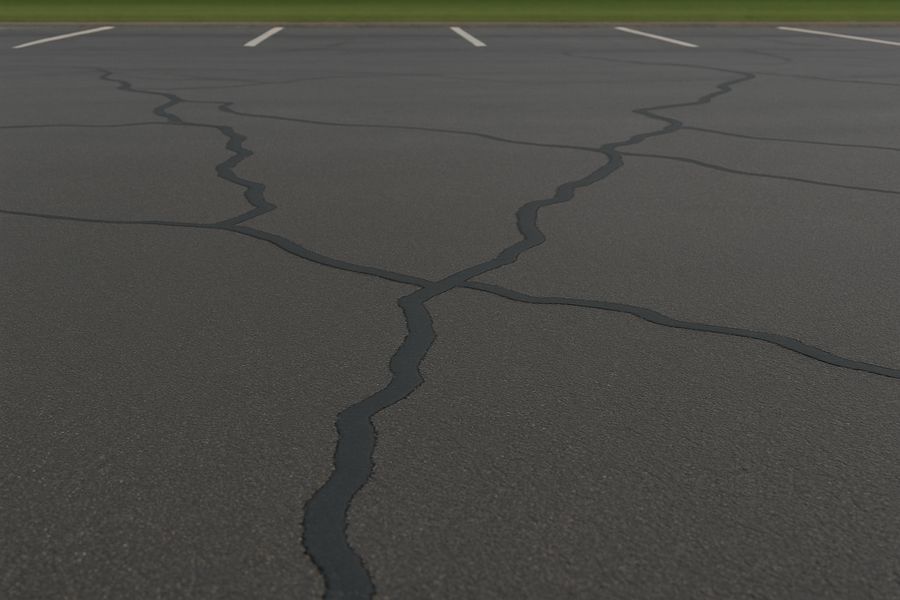 Commercial parking lot cracks filled