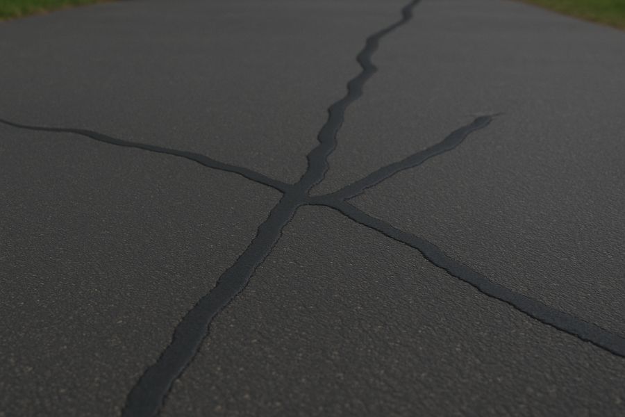 Driveway cracks filled with Tornado Crackfiller