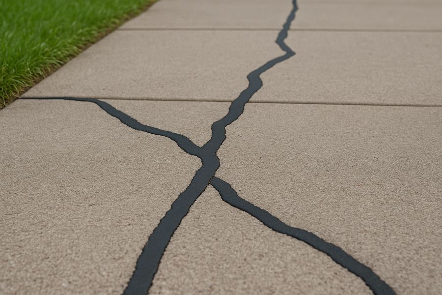 Sidewalk cracks filled